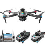 LinkMejor KY108 WiFi FPV with 4.3inch LCD Screen Controller HD Dual Camera Servo Gimbal 360° Obstacle Avoidance One-Key Airdrop Brushless Foldable RC Drone Quadcopter RTF
