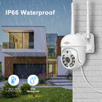 LinkMejor 3MP WiFi Camera Set Wireless PTZ Cam Auto Tracking Motion Detection Two-way Audio Night Vision IP66 Waterproof Record Playback CCTV Security Camera System EU Plug
