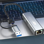 USB3.1 5000Mbps USB/Type-C To RJ45 Network Interface Converter Gigabit Ethernet Adapter RTL8157 for USB 3.1 Gen 1 Laptop Computer Plug and Play
