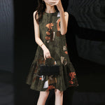 LinkMejor Elegant Style Women's Dresses Sleeveless Round Neck Printed A-Line Mermaid Dress