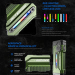 JETBeam E28 5 Light Multi Purpose EDC Flashlight Dual White Lights+RGB Side Light 7000mAh IPX8 Waterproof Type-C Rechargeable High Lumens Magnetic Work Light