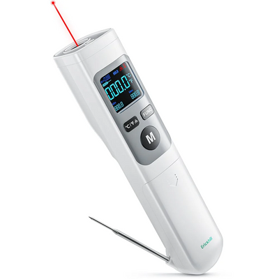 EU US Direct ERICKHILL ROOKPRO 2in1 Infrared Thermometer Gun with Meat Probe Fast Accurate Readings Non-Contact Sensor Wide Temperature Range Foldable Probe
