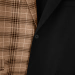 LinkMejor Mens Plaid Patchwork Long Sleeve Blazer Two-tone Stylish Casual Suit Outwear for Spring Fall