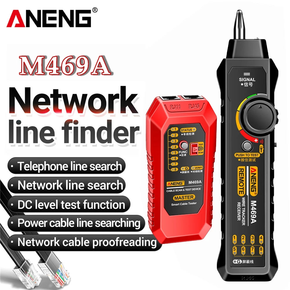LinkMejor M469A Smart Network Cable Tester RJ45 RJ11 LAN Cable Tester Finder Wire Tracker Receiver Networking Tool Network Repair