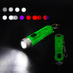 LinkMejor M300 GITD-Green Self-luminous 400LM 6500K EDC Keychain Flashlight with RGB Sidelight, Magnetic Tail Repair Work Lamp Type-C Rechargeable Mini UV Flashlight