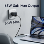 [GaN Tech] Vention FER 65W 3-Port USB PD Charger USB-A+2USB-C PD3.0 QC3.0 PPS SCP FCP AFC Apple2.4A Fast Charging Wall Charger Adapter EU Plug for iPhone 16 15 Pro 14 13 12 Pro Max for Huawei Mate XT for Xiaomi 15pro