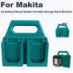 For 18V Battery Storage Rack 4 Slot Holder Organizer ABS Plastic Lightweight Drill Mount Bracket Workbench Accessories Wall-Mounted Tool Holder Compact Space-Saving Design