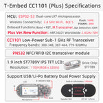 LinkMejor T-Embed CC1101 Plus ESP32-S3 Development Board 2.4GHz nRF24L01 Worldwide Wi-Fi BLE 5 NFC RFID Sub-1GHz RF Transceiver IPS TFT LCD Dual Power Supply