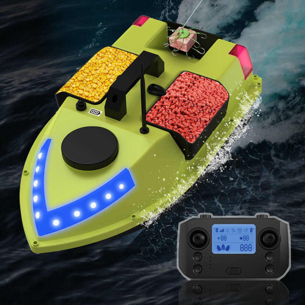 LinkMejor D20 GPS RC Bait Boat 600M Wireless Remote Control Fishing Bait Boat Fishing Feeder Boat with 3 Bait Containers 7 LED Light