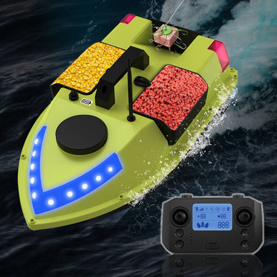 LinkMejor D20 GPS RC Bait Boat 600M Wireless Remote Control Fishing Bait Boat Fishing Feeder Boat with 3 Bait Containers 7 LED Light