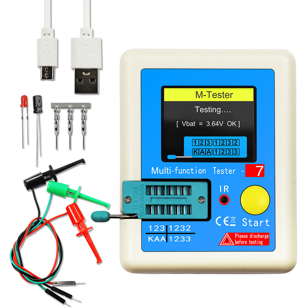 LCR-T7 Multifunction Transistor Tester 1.8 Inch Graphic Display Precision Component Analyzer for Capacitor Resistor Inductor Battery
