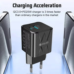 BK-315 PD25W 2-Port USB PD Charger USB-A+USB-C PD QC3.0 Fast Charging Wall Charger Adapter EU Plug for iPhone 16 16 Pro 15 Pro Max 14 13 for Huawei Mate 70 Pro for Xiaomi 15pro