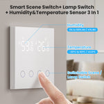 3 in 1 10A Tuya WiFi Smart Light Switch with Temperature Humidity Sensor LCD Display Scene Switch Timing Function APP & Voice Control with Alexa Google Home