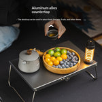 IPRee Mini Folding Table Aluminum Alloy Desktop 32 x 21 x 12 cm Portable Lightweight Camping Table Outdoor Foldable Desk