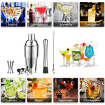 6PCS Stainless Steel Cocktail Shaker Set Professional Martini Drink Mixer Tool Set for Home Bar Party