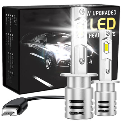LinkMejor X5 H1 2PCS Car LED Headlight Bulbs 6000LM LED Front Headlamps Hi Low Beam 6500K Super Bright Light 3570 LED Chips