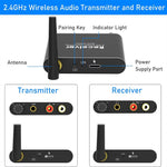 Wireless Audio Adapter with 2.4GHz Technology 50M Range RCA 3.5mm Connectivity Low Delay Clear Sound Type-C Power Dual Volume Adjustment Plug and Play
