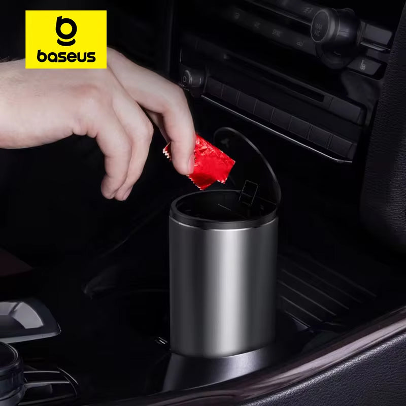 Baseus 500ML Car Trash Bin Can Mini Auto Dust Organizer Car Interior Rubbish Bag Garbage Container Storage Box Bucket Auto  Car Garbage Organizer