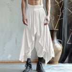 LinkMejor Mens Deconstructed Solid Color Layered Pant Fashion Comfortable Elastic Waist Trousers for Men