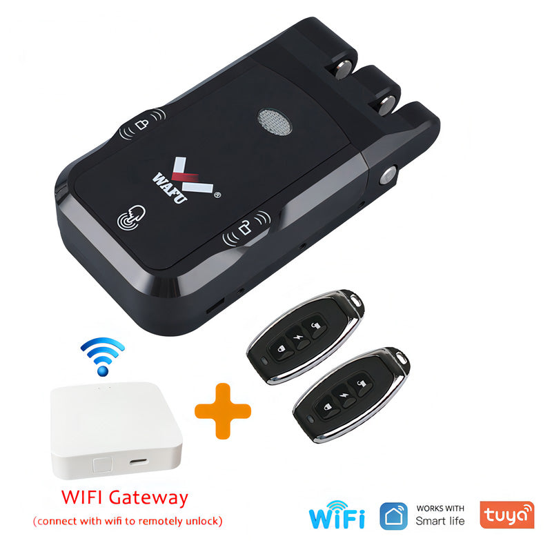 LinkMejor 026 Home Invisible Remote Control Security Door Lock Graffiti Smart Electronic Lock No Hole Design Dual System Dual Motor