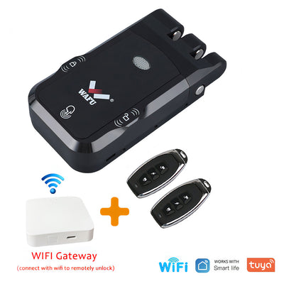 LinkMejor 026 Home Invisible Remote Control Security Door Lock Graffiti Smart Electronic Lock No Hole Design Dual System Dual Motor