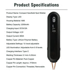 Small Handheld Spot Welding Machine 12-Level Power Manual/Auto LED Light 0-9 2200mAh Li-Poly 800A 4.2V Output Type-C 0.1-0.25mm Welding Pure Copper Needles ABS Shell
