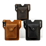 Ekphero Retro Men's Waist Bag Genuine Leather Belt Bag Key Waist Work Pocket Phone Bag for Belt Wearable Holster