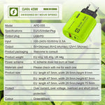 [GaN Tech] APD-555 45W 2-Port USB PD Charger USB-A+USB-C PD Fast Charging Wall Charger Adapter EU Plug US Plug for iPhone 16 15 14 13 Pro Max for Huawei Mate XT for Xiaomi MIX Fold4 for Samsung Galaxy Z Flip6