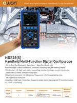 LinkMejor HDS25/HDS25S 25MHz Dual Channel Oscilloscope with Multimeter 250MSa/s Sampling Rate LCD Display Waveform Generator