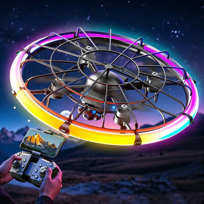 LinkMejor H145 UFO Crash-Resistant WiFi FPV with HD Camera Electrically Adjustable RGB Streamer Light Bar Brushless 2.4G 4CH 6-Axis Remote Control Toys RC Drone Quadcopter RTF