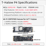 LinkMejor T-Halow-P4 Development Board ESP32-P4 ESP32-C6 M.2 Slot Camera Interface WiFi Bluetooth Module