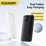 LinkMejor ES-D023 22.5W 37/74Wh 10000/20000mAh Digital Display Power Bank with 2 Integrated Cables External Battery Power Supply with 2 Inputs & 4 Outputs Support PD QC2.0/3.0 SCP FCP PPS AFC Fast Charging for iPhone 16 15 14 Pro Max for Huawei for SAMSUNG