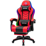 LinkMejor RGB Gaming Chair with Speakers Music Rhythm LED Lights Computer Chair with Massage Lumbar Surport 135°Recliner with Footrest Ergonomic Video Game Chairs for Adults