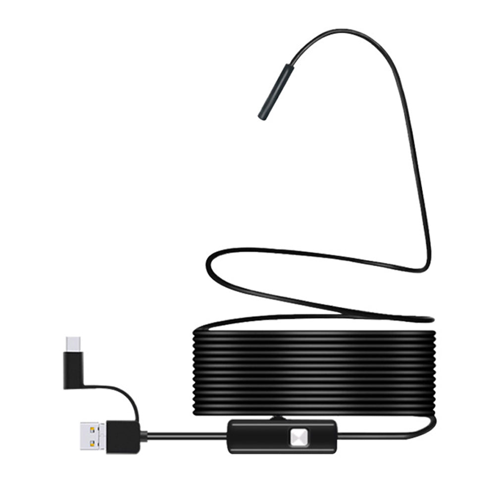 7mm Smartphone Endoscope Camera 3 IN1 Micro USB Type C Borescope Camera Waterproof LED Car Inspection For HUAWEI XIAOMI PC Soft Cable