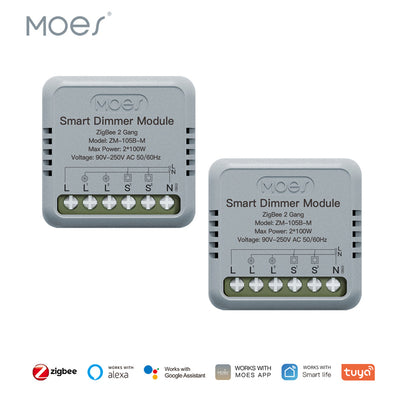 LinkMejor Tuya Smart Zigbe Dimmer Module Light Switch 1/2 Gang Timing Function Voice APP Remote Control Work with Alexa Google Assistant