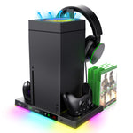Ipega PG-XBX024S Rooftop Cooling Fan for Xbox Series X Host RGB Intelligent Temperature Control Base + Top Headphone Hangers