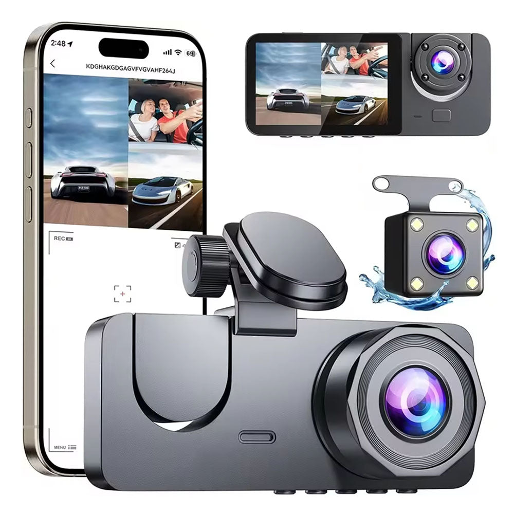 1080P Full HD 3 Lens Car Dashcam 2.1 inch Screen WiFi App Control G-sensor Car Driving Recorder Camera