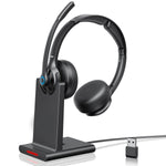 2.4G Wireless Headset bluetooth Headphone 40mm Driver HiFi Sound ENC Mic Call Noise Cancelling 36H Runtime On-ear Headphones with Charging Dock