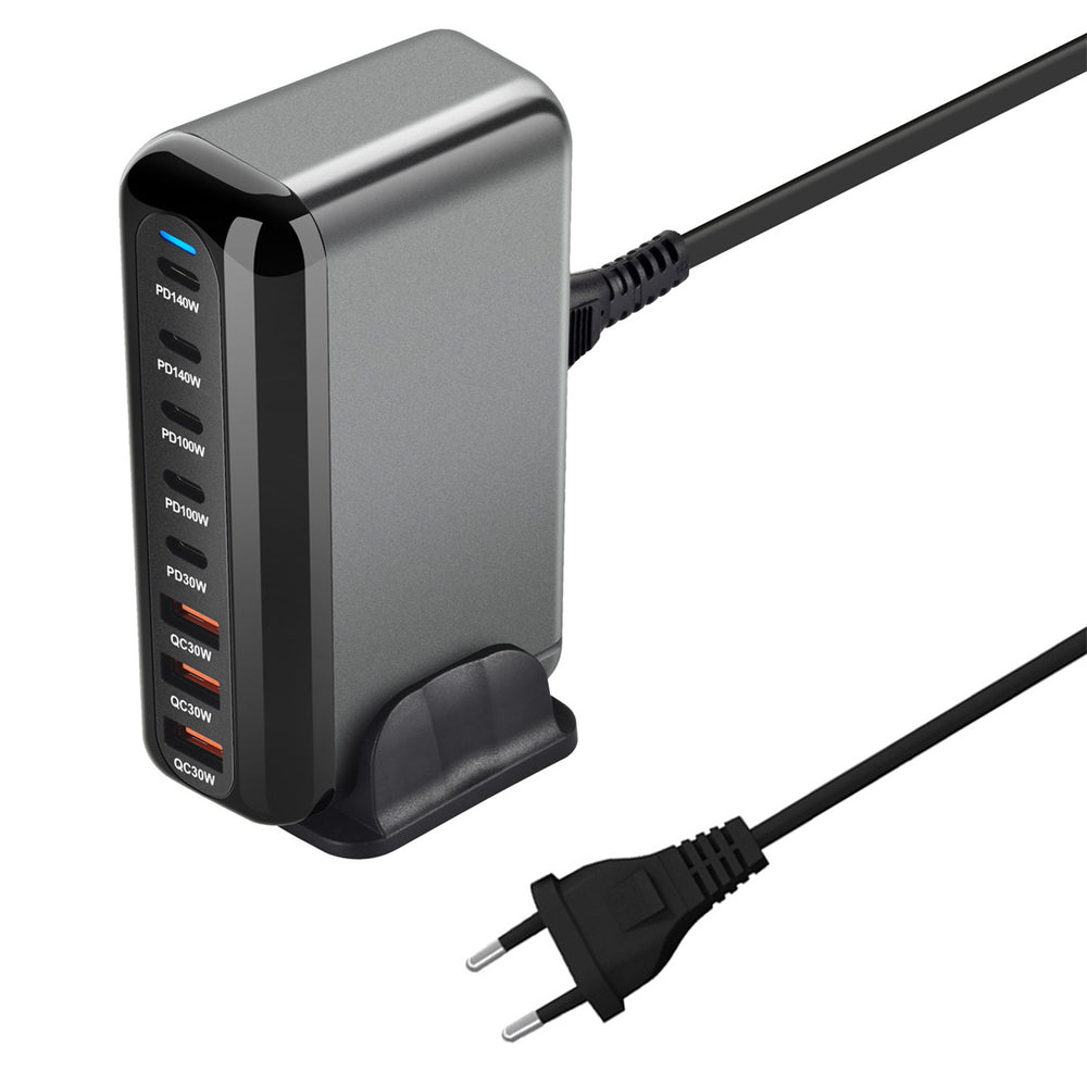 [GaN Tech]LinkMejor YMX-908-600W 600W 8-Port USB PD Charger 5USB-C+3USB-A QC PD Fast Charging Desktop Charging Station EU Plug US Plug for iPhone 16 16 Pro 15 14 13 Pro Max for Huawei Mate XT for Xiaomi 15pro