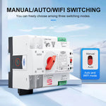 LinkMejor TUYA SmartLife WIFI Smart ATS Dual Power Automatic Transfer Selector Switch Uninterrupted 2P 63A 100A 125A