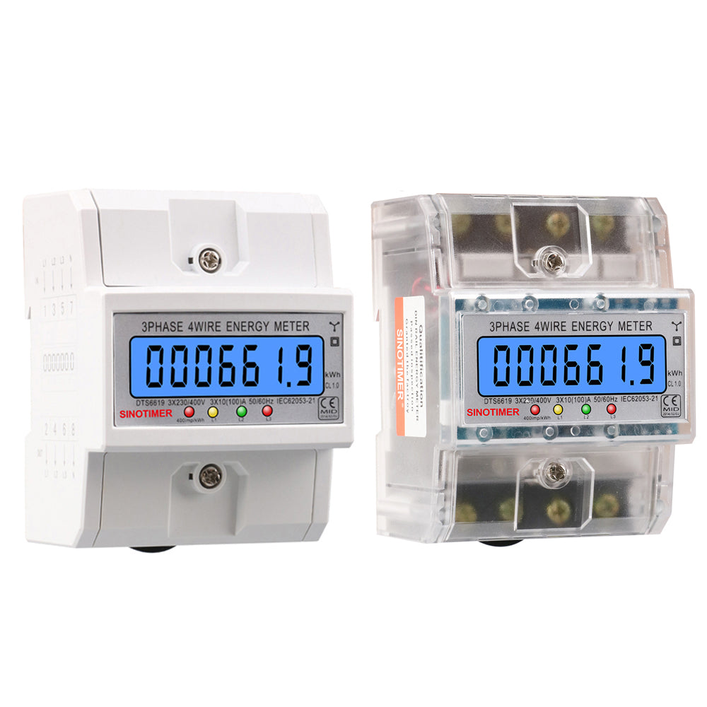 LinkMejor DTS6619 New Model 100A LCD Digital Display with Backlight Power Meter in Energy Meters Smart Electric Meter 3 Phase Kwh Meter