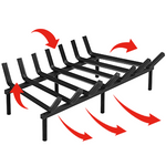 LinkMejor Fireplace Grate 24 inch Heavy Duty Solid Steel Fireplace Log Holder 3/4" Bar Fire Grate Wrought Iron Wood Stove Holder Firewood Burning Rack for Indoor Outdoor Chimney Hearth Kindling Tool