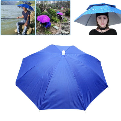 55cm Portable Rain Fishing Umbrella Hat Foldable Outdoor Fishing Anti-Sun Waterproof Umbrella Camping Head Cap Beach Head Hats