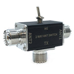 2-Way Manual Coaxial Antenna Switch Adapter Converter for Radio Antenna 1 Input & 2 Outputs Toggle Switch with OFF and Ground Protection Function