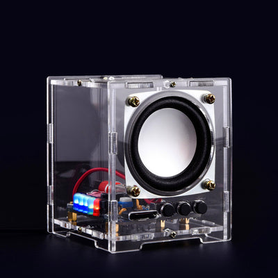DIY Bluetooth Speaker Kit HU-009 Acrylic Case 5V Power Supply HT6872 Audio Amplifier LED Spectrum Display Wireless and Aux Input Portable Compact Audio System