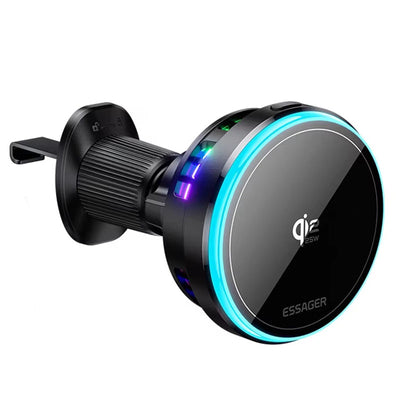 LinkMejor T13 QI2.2 Magnetic Wireless Car Charger 25W Fast Charging Station for iPhone 17 16 15 MacSafe RGB Car Phone Holder Stand