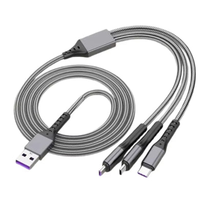 5A 66W USB-A to Type-C/iP/Micro USB Cable Fast Charging Data Transmission Copper Core Line 1.2M Long for iPhone 17 17Pro 16 Pro Max 15 14 13 for Xiaomi 17pro for Huawei Mate XTs for OPPO for VIVO