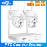 Hiseeu WK-2HD205 2 Cameras 5MP WiFi CCTV PTZ Camera Security System Kit 10CH NVR Recorder AI Motion Tracking IP Camera Set Video Surveillance System EU Plug