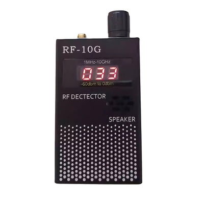 RF-10G Digital RF Detector Wireless Signal Strength Meter 1MHz-10GHz High Sensitivity Adjustable Alarm Rechargeable Battery Portable