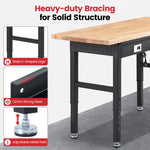 LinkMejor Workbench With Drawers 60 x 22 Inch Adjustable Height 28 to 40 Inch Rubberwood Top 2000 lbs Heavy Duty Garage Workbench With Power Outlets Pegboards Shelf Bracket